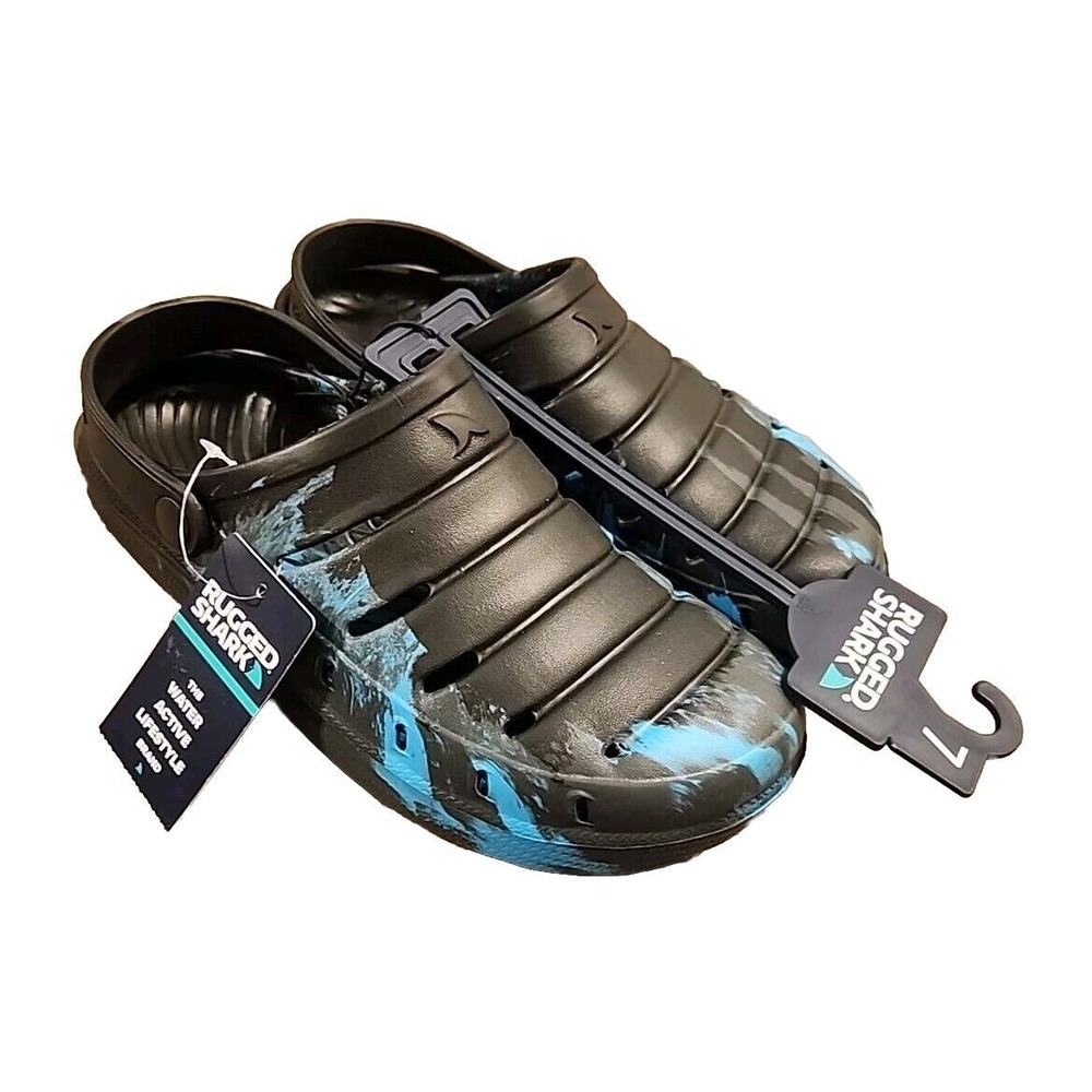 Brand New‎ Sz 7 Rugged Shark Men's Clogs  Black and Blue